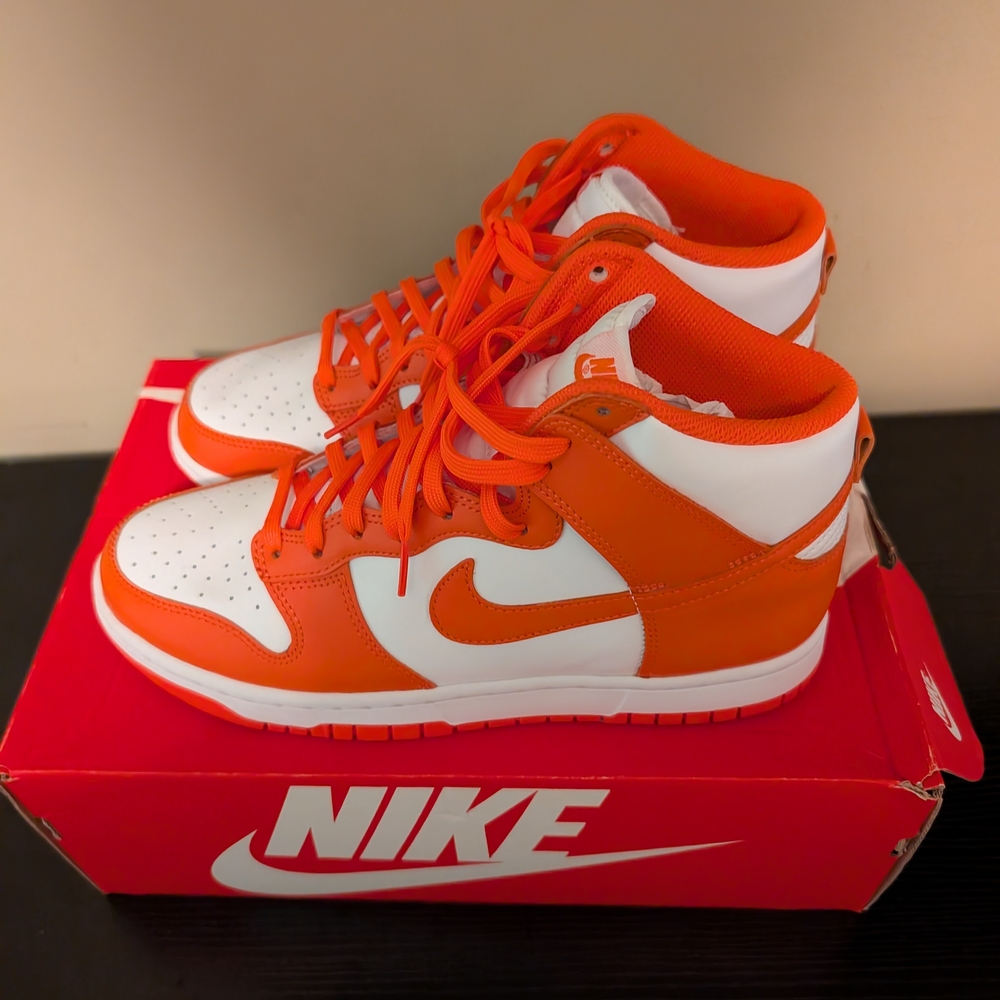 Nike Dunk Hi Retro Orange and White Sneakers
